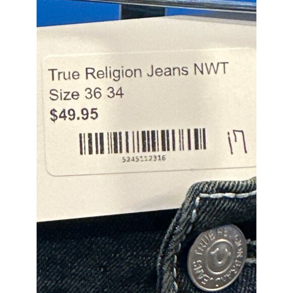 True Religion Mens Ricky Relaxed Straight Jeans Dark Smoky Wash W36 L34 Cotton B - Picture 8 of 8